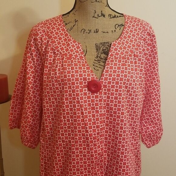 LAL Live A Little red geometric print jacket sz 1X - Picture 1 of 7